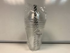 100 X NEW SEALED PACKS OF SMOOTIE CUPS, LIDS & PAPER STRAWS. EACH PACK CONTAINS 4 CUPS, 4 LIDS & 4