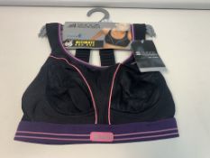 20 X BRAND NEW SHOCK ABSORBER SPORTS BRAS PURPLE/BLACK IN VARIOUS SIZES
