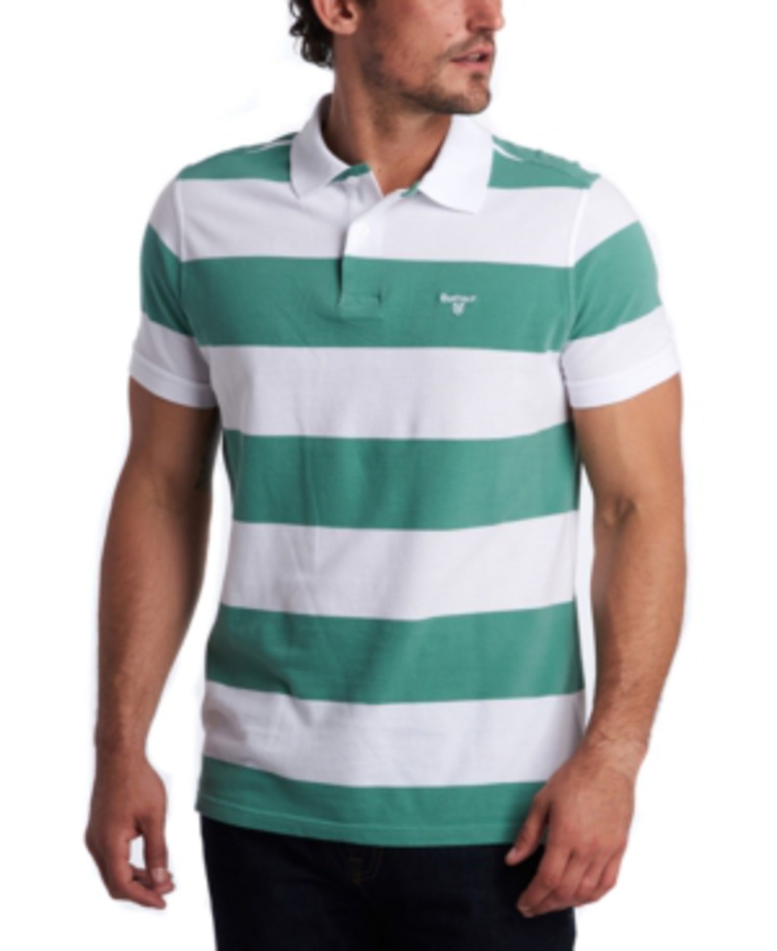 BRAND NEW BARBOUR HARREN STRIPE POLO TOP NEVADA GREEN SIZE XXL RRP £55 - 1