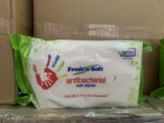 144 X BRAND NEW PACKS OF 60 FRESH AND SOFT ANTIBACTERIAL WET WIPES. KILLS 99.9% OF BACTERIA. RRP £