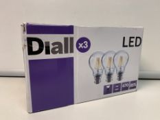 60 X NEW BOXES OF 3 DIALL LED B22 ENERGY SAVING LIGHT BULBS 4W=40W