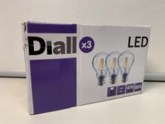 60 X NEW BOXES OF 3 DIALL LED B22 ENERGY SAVING LIGHT BULBS 4W=40W