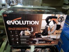 EVOLUTION R185SMS 185MM SLIDING MITRE SAW 110V COMES WITH BOX (UNCHECKED, UNTESTED)