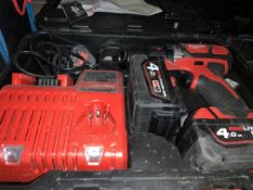 MILWAUKEE CORDLESS COMBI DRILL COMES WITH 2 BATTERIES, CHARGER AND CARRY CASE (UNCHECKED, UNTESTED)