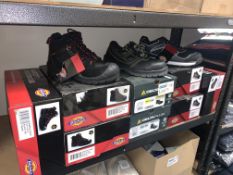 8 X ASSORTED BRAND NEW WORK SAFETY SHOES INCLUDING DICKIES AND DELTA PLUS IN VARIOUS SIZES