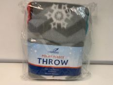 12 x NEW PACKAGED FALCON POLAR FLEECE THROWS. 100% SOFT POLYESTER. 127x152cm. MACHINE WASHABLE