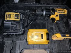 DEWALT CORDLESS COMBI DRILL COMES WITH BATTERY, CHARGER AND DARRY CASE (UNCHECKED, UNTESTED)