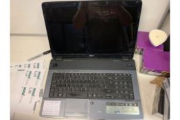 ACER 7540G LAPTOP, WINDOWS 10, 17.3" HD LED SCREEN, 250 GB HARD DRIVE, BLU RAY DRIVE WITH CHARGER (