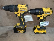 2 X DEWALT CORDLESS, BRUSHLESS COMBI DRILLS COMES WITH 2 BATTERIES (UNCHECKED, UNTESTED)