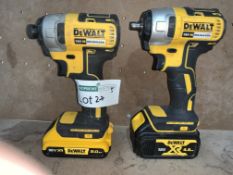 2 X DEWALT CORDLESS, BRUSHLESS IMPACT DRIVERS COMES WITH 2 BATTERIES (UNCHECKED, UNTESTED)