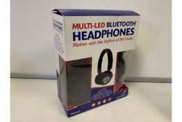 10 X NEW BOXED FALCON MULTI-LED BLUETOOTH HEADPHONES. FLASHES WITH THE RHYTHM OF THE MUSIC. RRP £