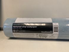 36 X BRAND NEW GOODHOME LANCON BLUE TEXTURED VINYL WALLPAPER ROLLS 5.3M2