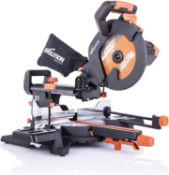 BRAND NEW EVOLUTION R185SMS 185MM ELECTRIC SINGLE-BEVEL SLIDING MITRE SAW 110V