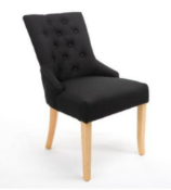 4 X BRAND NEW BOXED LUXURY CLASSIC ACCENT LINEN FABRIC DINING CHAIRS. BLACK. RRP £149.99 EACH