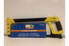 10 X NEW PACKAGED ENGEX 12 INCH MAX CUT HACKSAW WITH BLADE AND COMFORTABLE RUBBER GRIP HANDLE