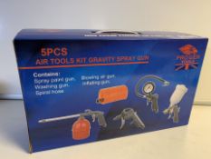 PALLET TO CONTAIN 25 X BRAND NEW BOXED 5 PIECE AIR TOOLS KIT GRAVITY SPRAY GUNS