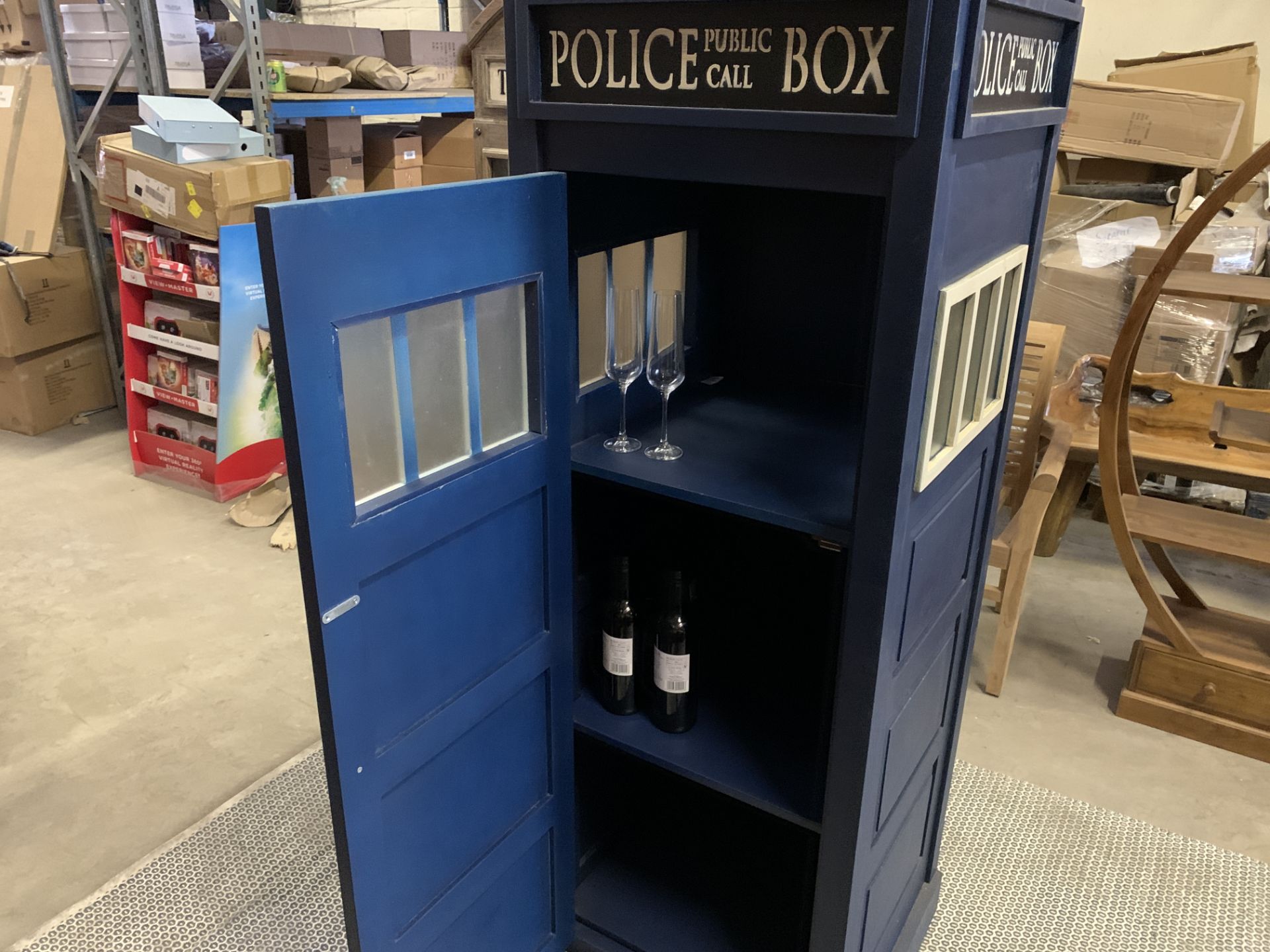SOLID WOODEN DR WHO POLICE BOX DISPLAY CABINET L58 X W58 X H190 RRP £2095