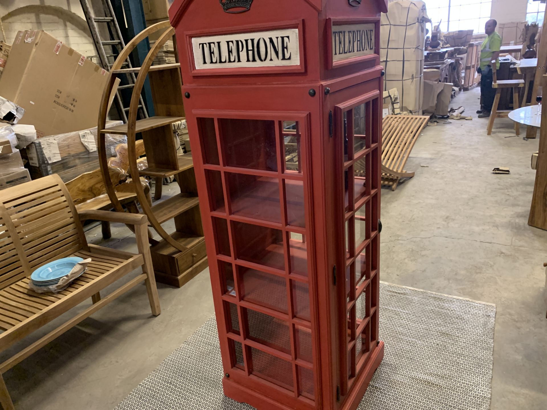 SOLID WOODEN TELEPHONE CABINET RED L58 X W58 X H190 RRP £1895 - Image 2 of 3