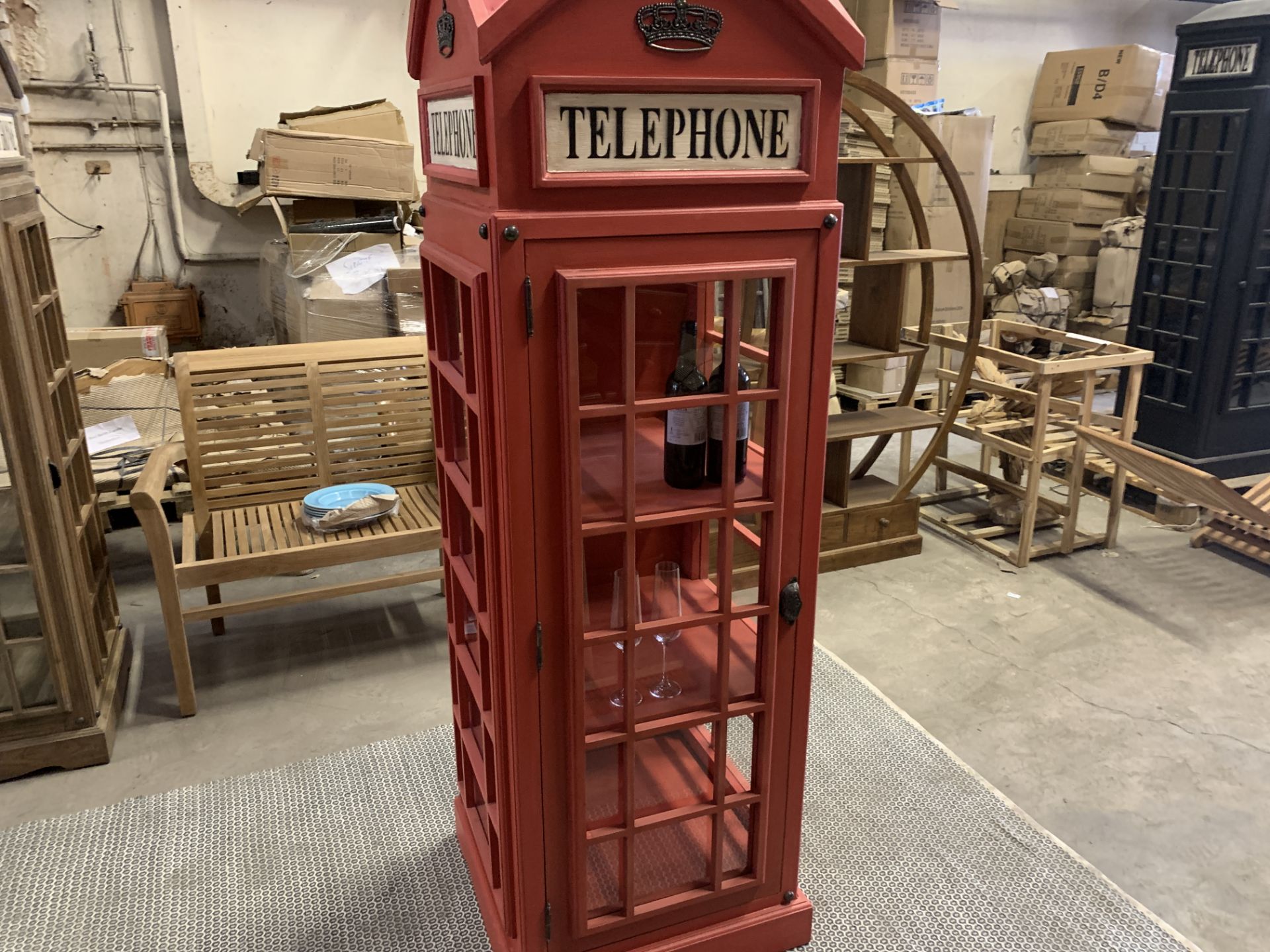 SOLID WOODEN TELEPHONE CABINET RED L58 X W58 X H190 RRP £1895 - Image 3 of 3