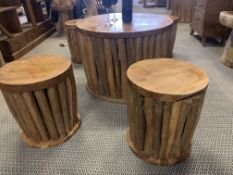 SOLID WOODEN TEAK BRANCH TABLE WITH 4 CHAIRS DIA 70 X H50 RRP £1695