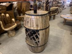 SOLID WOODEN TEAK DRUM BARREL WINE RACK DIA 80 X H110 RRP £1295