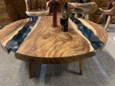 SOLID WOODEN SUAR ROUND RIVER COFFEE TABLE DIA 120 X H45 RRP £895
