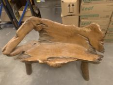 SOLID WOODEN TEAK ROOT 2 SEATER BENCH L120 X W50 X H90 RRP £595