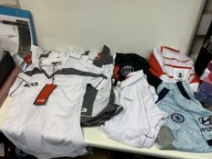 BRAND NEW CLOTHING LOT, INCLUDING, NIKE, UA GEAR, PSG, VX3, RUGBY TOPS AND SHORTS ETC RRP £195