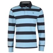 BRAND NEW CREW CLOTHING ICE BLUE AND NAVY RUGBY TOP SIZE LARGE RRP £65 -1