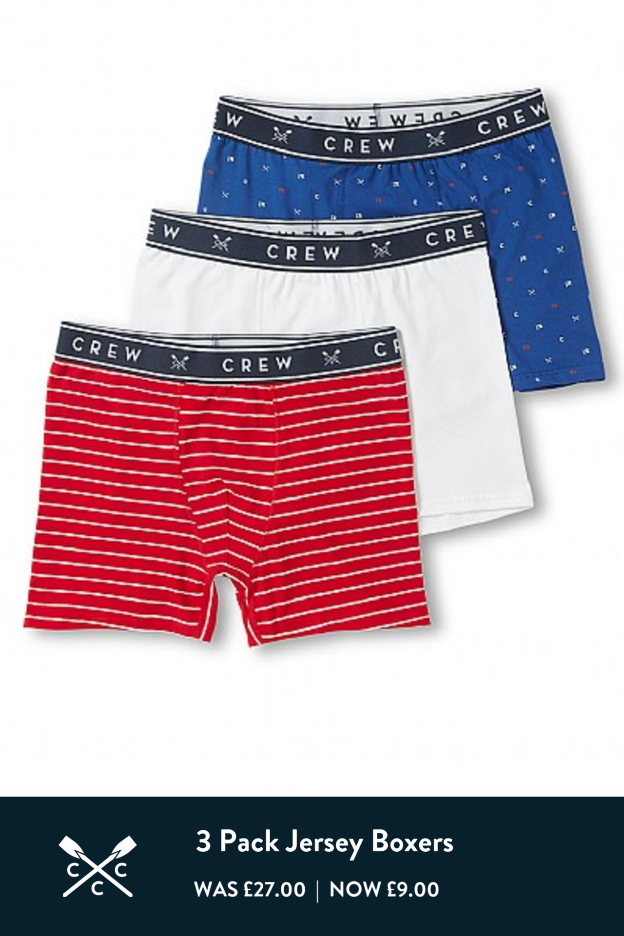 3 X BRAND NEW PACKS OF 3 CGREW CLOTHING BOXER SHORTS SIZE SMALL RRP £29 PER PACK - 15