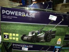 2 X BOXED POWERBASE 37CM 40V CORDLESS LAWN MOWER UNCHECKED/UNTESTED