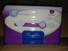 20 X BRAND NEW PACKS OF 30 ID PROTECT PLUS UNDER PADS IN 5 BOXES R9