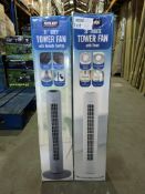 5 X BOXED STYLEC 31" WHITE & GREY TOWER FAN 3 FAN SPEEDS AUTO SHUT OFF TIMER H82CM UNCHECKED/