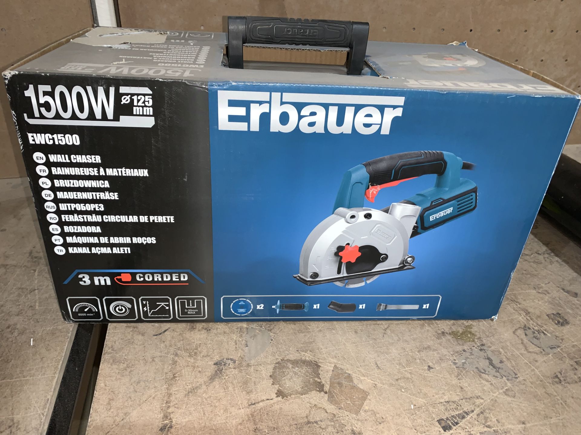 TOOL LOT INCLUDING ERBAUER 1500W WALL CHASER AND ERBAUER CORDLESS ANGLE GRINDER COMES WITH BOXES (