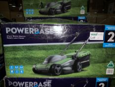 2 X BOXED POWERBASE 37CM 1600W ELECTRIC ROTARY LAWN MOWER UNCHECKED/UNTESTED