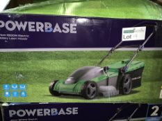 2 X BOXED POWERBASE 41CM 1800W ELECTRIC ROTARY LAWN MOWER UNCHECKED/UNTESTED