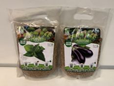 60 X NEW PACKAGED ROOTS & SHOOTS GROW BAGS IN ASSORTED TYPES. JUST ADD WATER! RRP £5.99 EACH. (