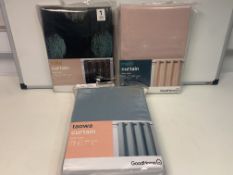 15 X BRAND NEW ASSORTED GOODHOME CURTAINS IN VARIOUS STYLES AND SIZES (PCK)