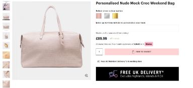 NEW BOXED MOCK CROC LUXURY WEEKEND HOLDALL NUDE. RRP £89.99