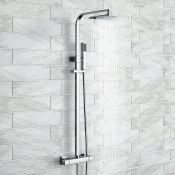 NEW Square Thermostatic Bar Mixer Shower Set Chrome Valve 7" Head + Handset SP6001. RRP £349.99. (