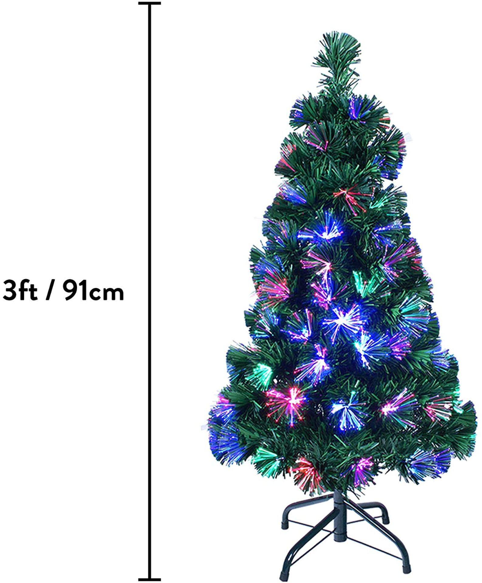 3 X NEW BOXED THE CHRISTMAS WORKSHOP - 'DIAMOND' FIBRE OPTIC LED CHRISTMAS TREES 3 FOOT. 95 MULTI