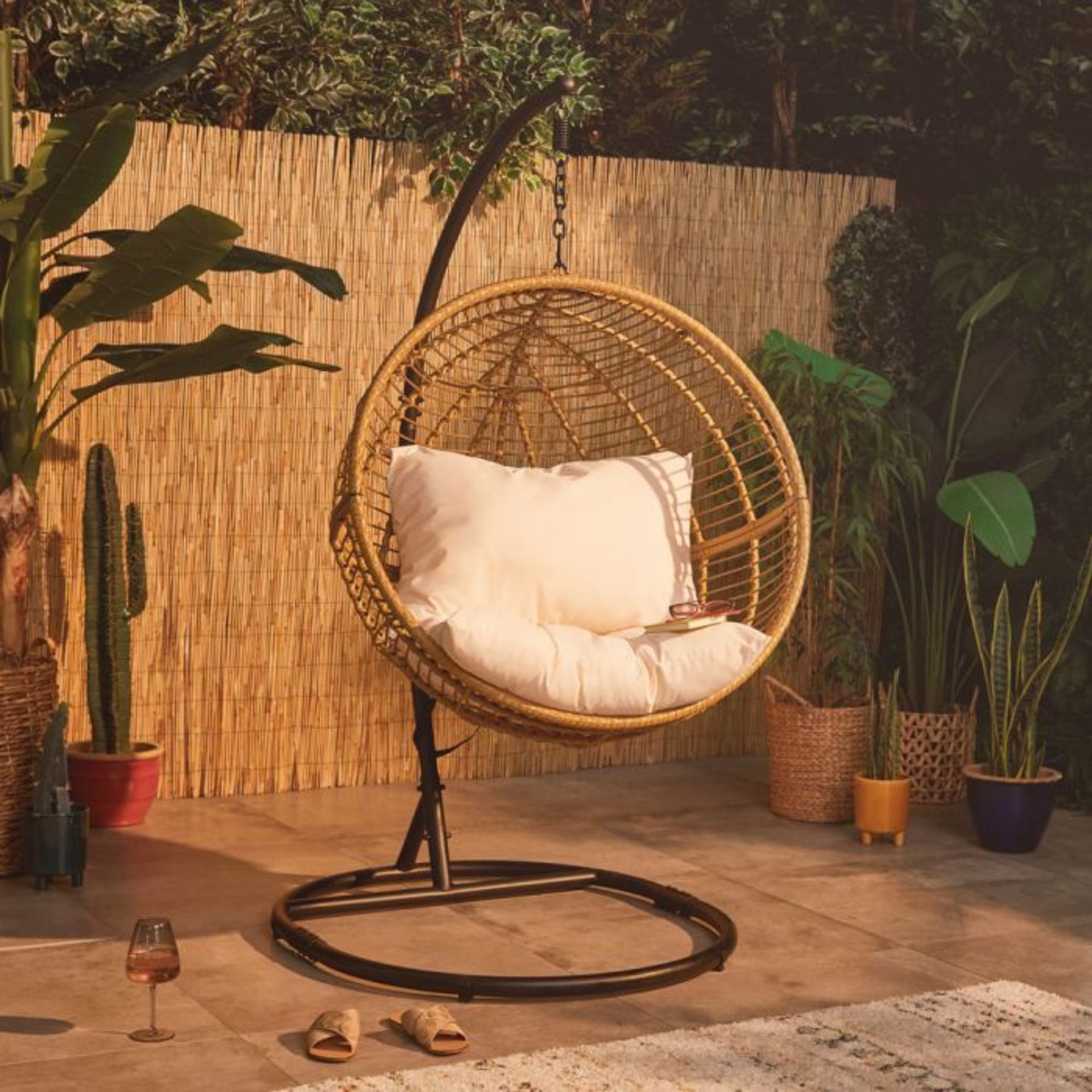 Rattan Hanging Egg Chair. The ultimate place to curl up with a book, get comfy in this cushioned - Image 2 of 2