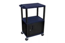 BRAND NEW BLACK PLASTIC SERVICE TROLLEY WITH CABINET RRP £660 GI488CL