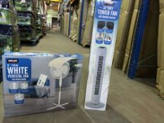 5 X MIXED BOXED FANS INCLUDES 4 X GREY ARLEC 31" TOWER FANS, 3 SPEED, AUTO SHUT OFF TIMER AND 1 X