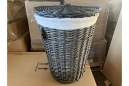 4 X NEW BOXED LARGE TESCO WILLOW LAUNDRY BASKETS - GREY WASH. RRP £45 EACH (T/R)