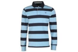BRAND NEW CREW CLOTHING ICE BLUE AND NAVY RUGBY TOP SIZE MEDIUM RRP £65 -1