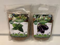 60 X NEW PACKAGED ROOTS & SHOOTS GROW BAGS IN ASSORTED TYPES. JUST ADD WATER! RRP £5.99 EACH. (