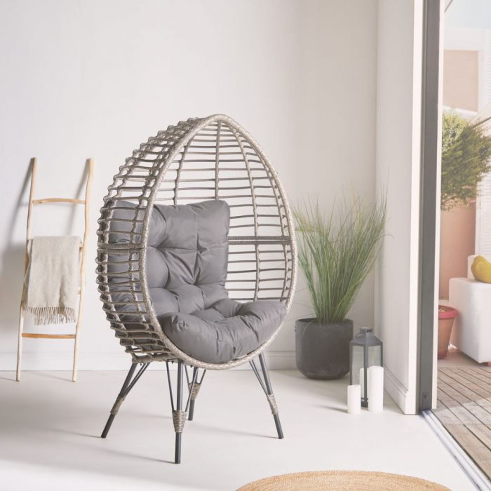 Freestanding Natural Rattan Egg Chair. RRP £549.99. Get cosy on this rattan cocoon chair. ( - Image 2 of 3