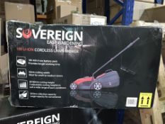 2 X BOXED 18V LI-ION CORDLESS LAWM MOWER 18V 32CM CUTTING WIDTH UNCHECKED/UNTESTED