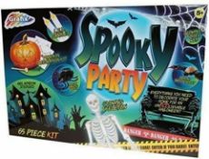 10 X NEW BOXED GRAFIX SPOOKY PARTY LARGE 65 PIECE KITS - INCLUDES LED CANDLES. PUMPKIN DECORATION